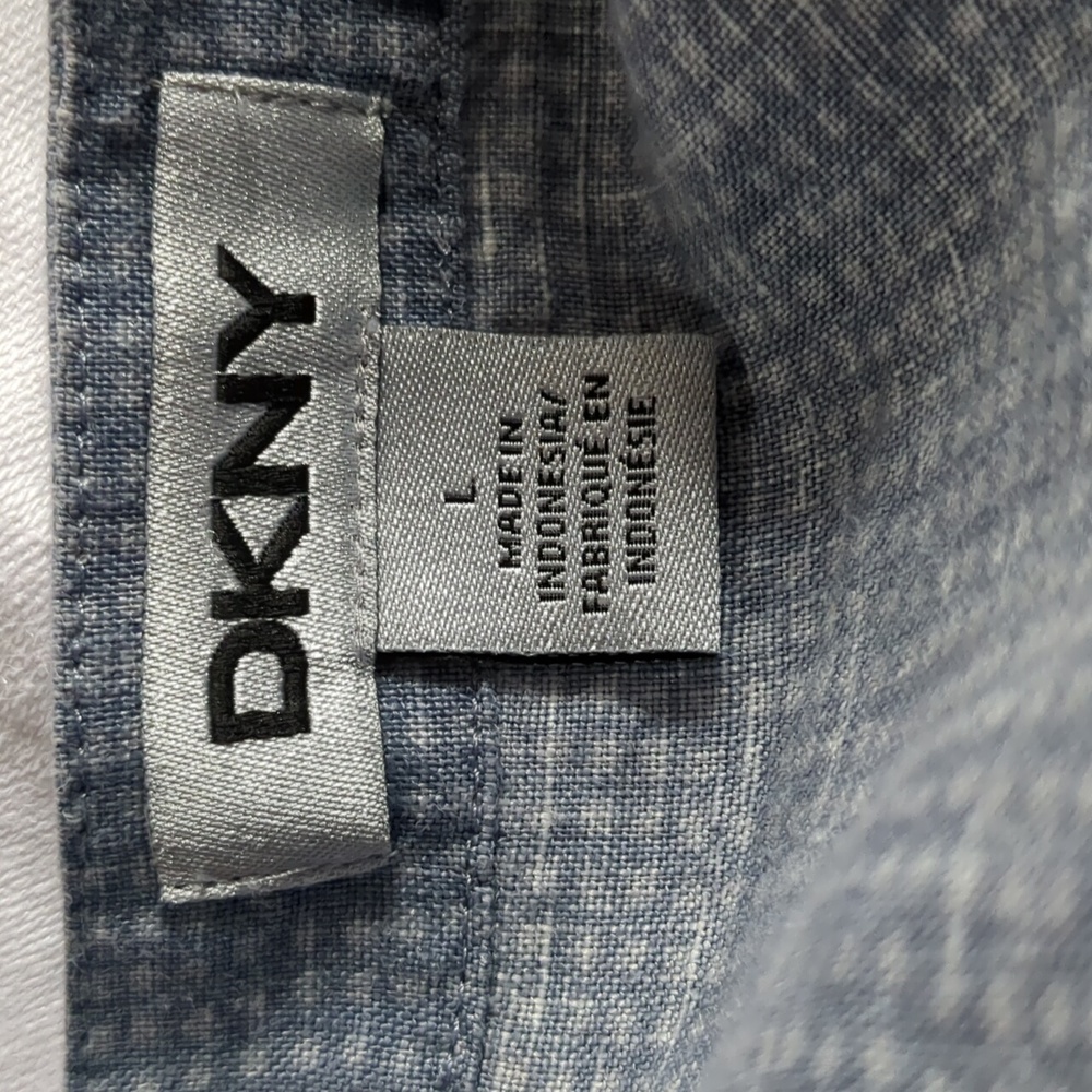 DKNY blouse Women's Long Sleeve linen button front Shirt L - Picture 5 of 13